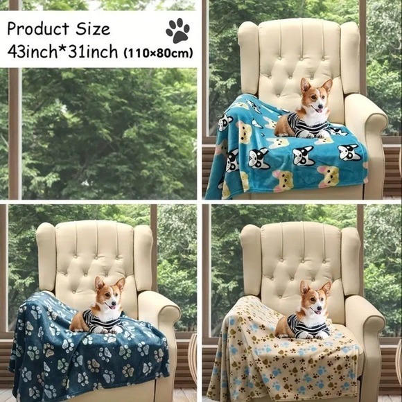 Manta Suave Y Cálida Para Mascotas Tamaño Grande Color Aguamarina 110 x 80 cm - Picture 3 of 9